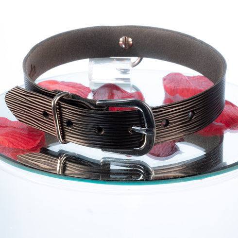 SiaLinda: Halsband Stria, edles italienisches Premiumleder, Streifenlook - SiaLinda.com